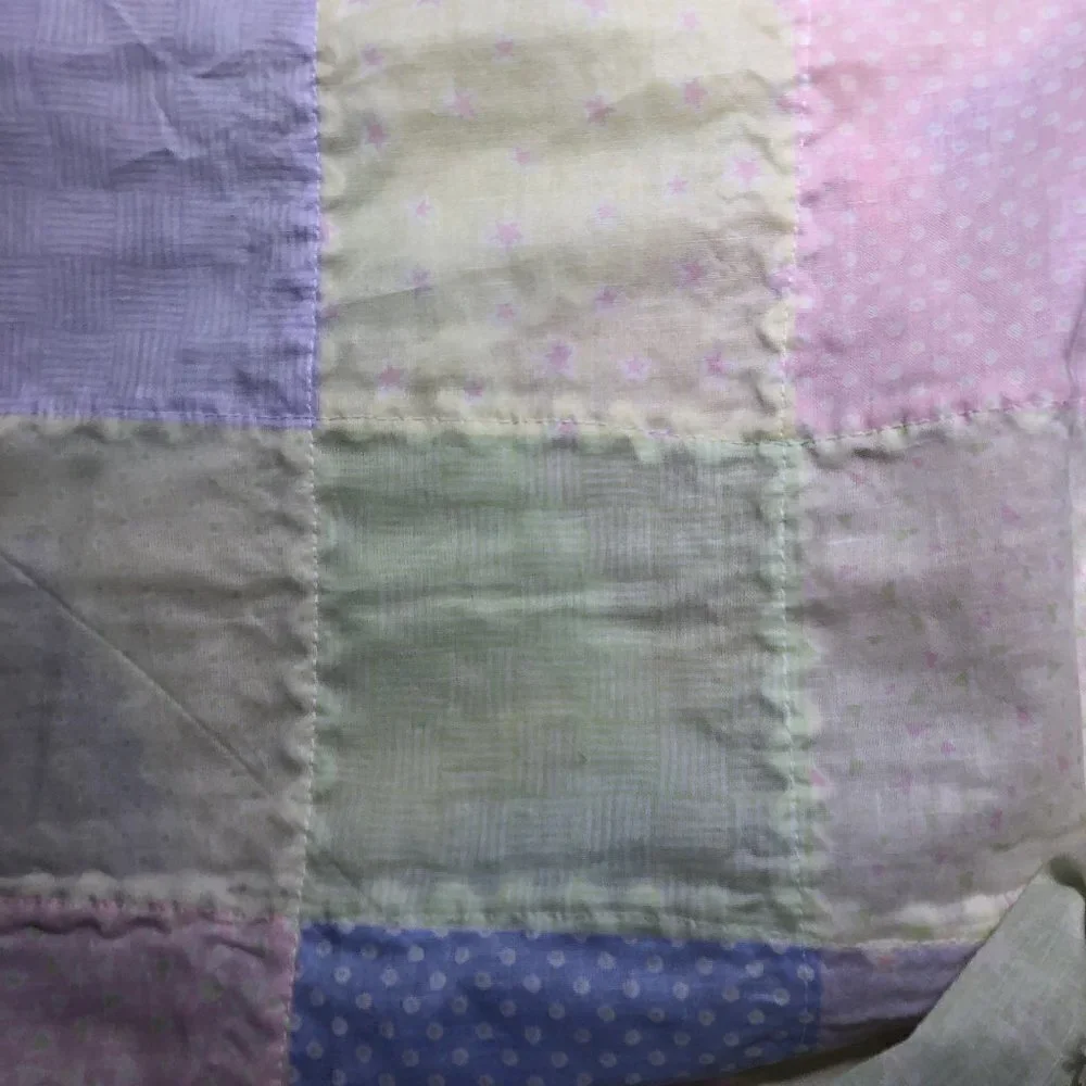 🛒 $32 Quilt Cotton Fabric 3 3/4 yards Pastel Cheater Quilt Real Rick Rack